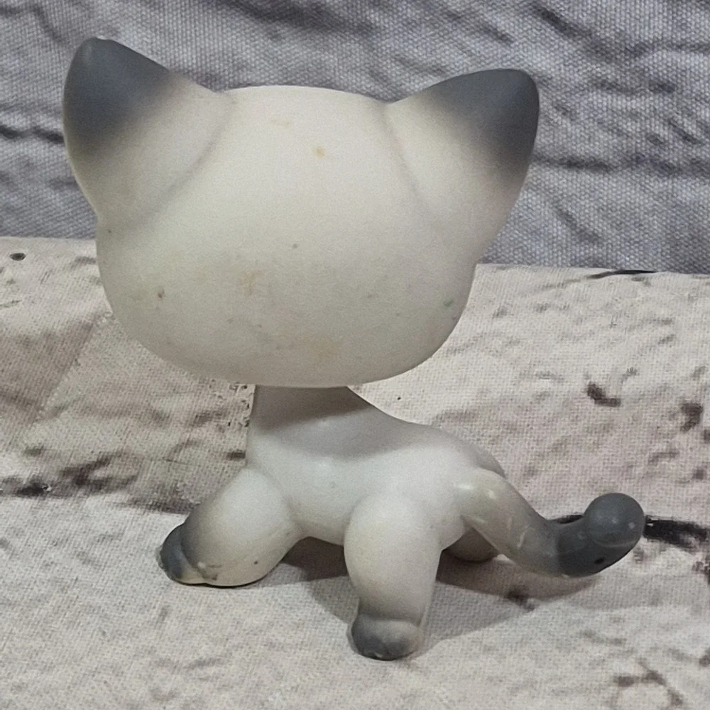 Vintage Littlest Pet Shop LPS #125 Rare Gray Shorthair Cat green Eyes 2004